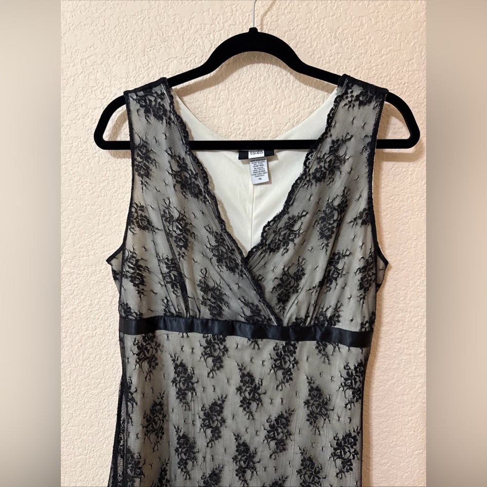 Studio 1940 Dress Sz 16 Black Lace Floral Slip Empire Waist Whimsigoth Y2K - Picture 3 of 11